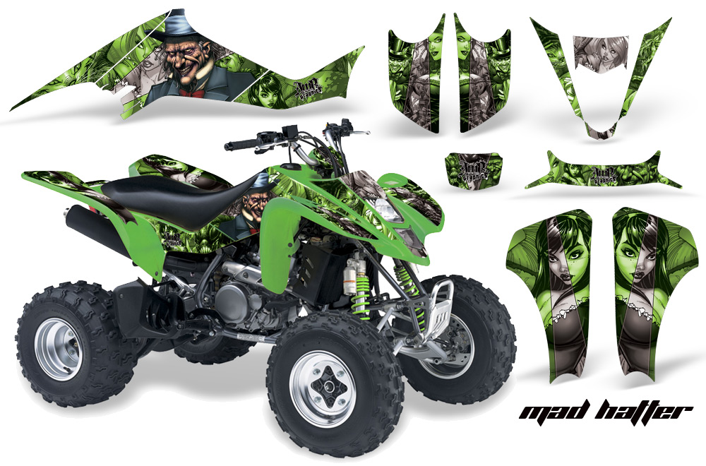 Kawasaki KFX 400 03-08 Graphics MadHatter GreenSilverstripe